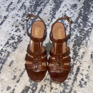 Franco Sarto size 7.5 Brown Leather Wedges